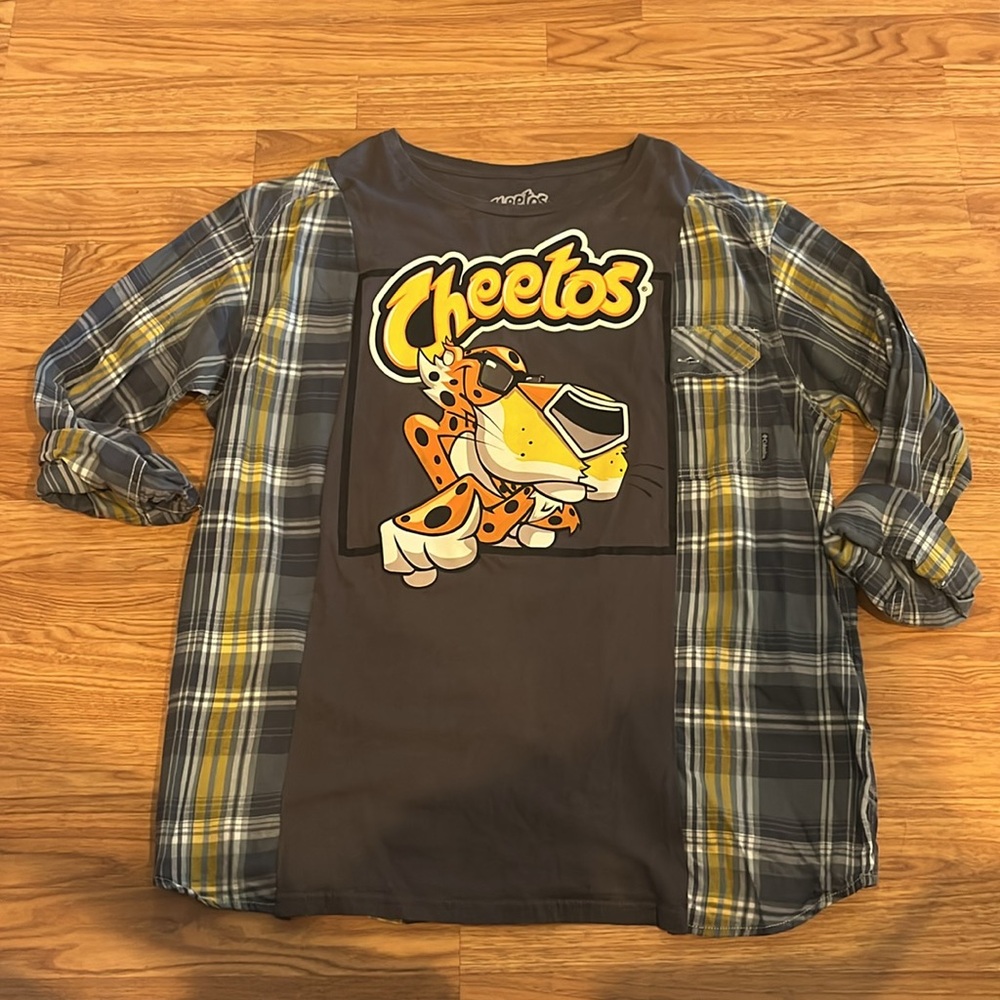 Cheetos Upcycled Flannel Shirt / Sweatshirt Unise… - image 2